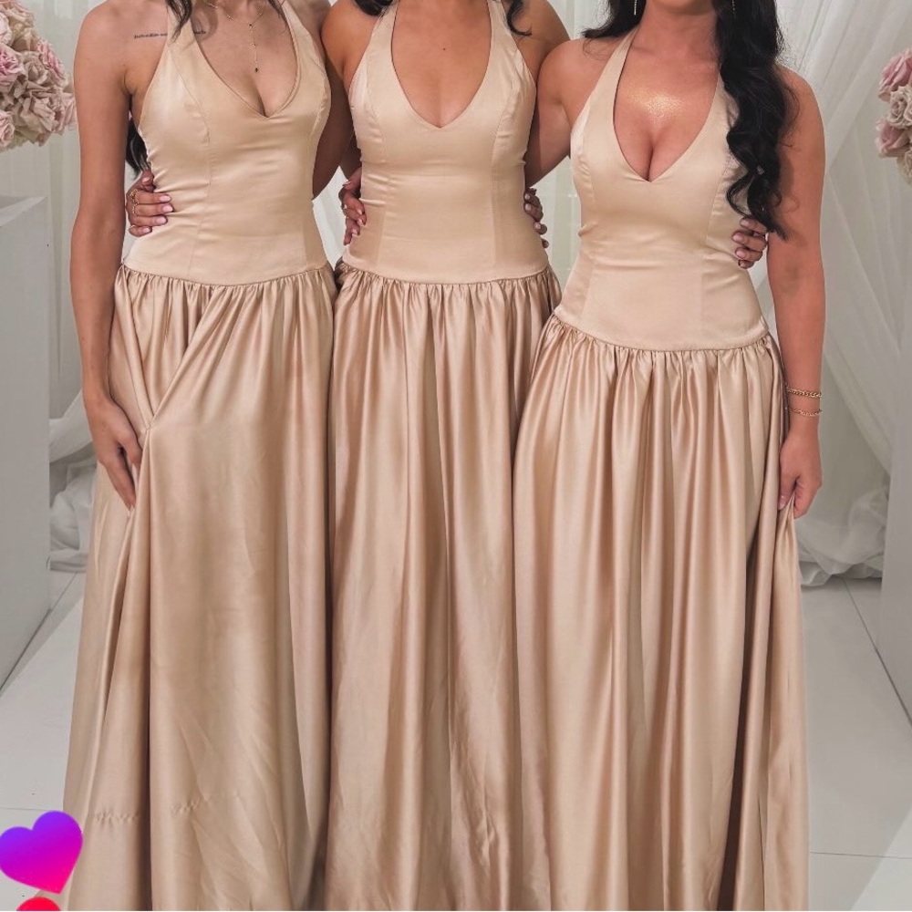 Show Me Your MuMu Champagne Halter Maxi Dress